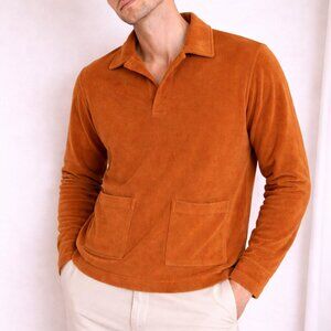 Men's Medium (Fits Large) Todd Snyder Terry Cloth Long Sleeve Burnt Orange Shirt